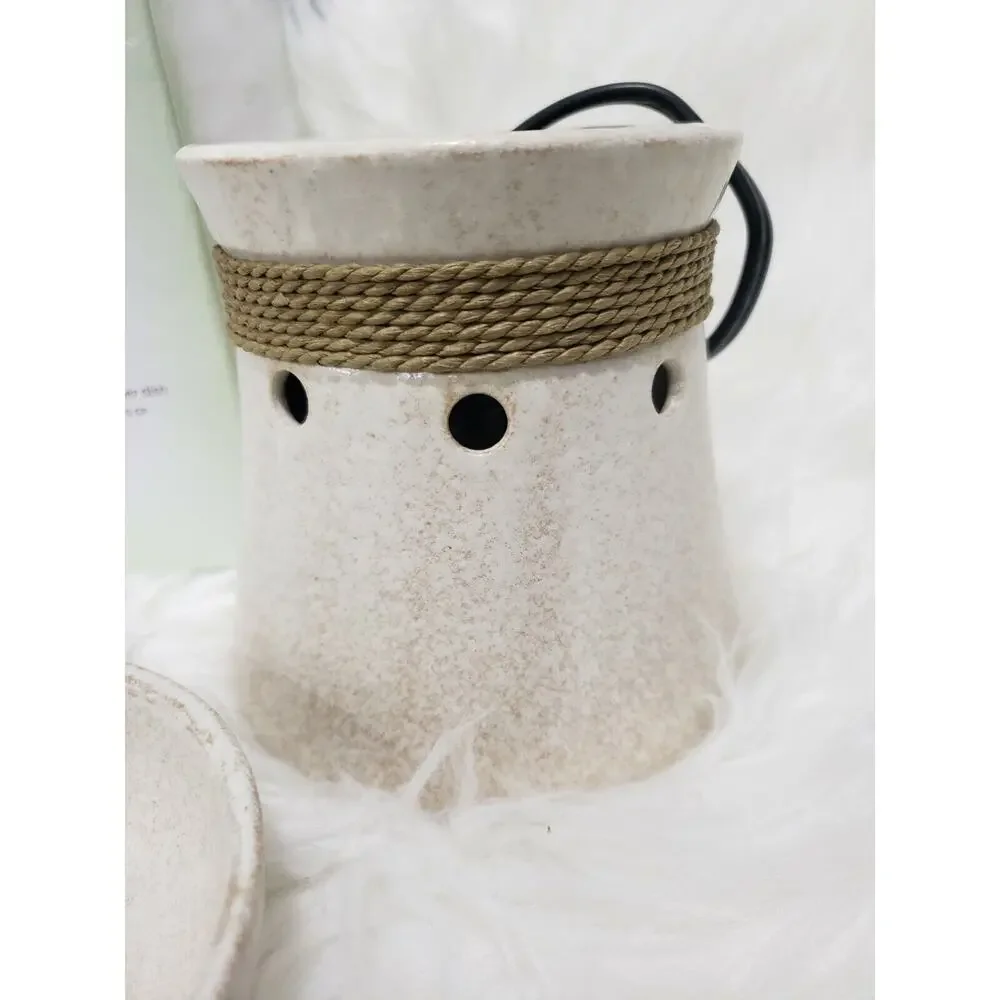 NEW UNUSED SCENTSY Nantucket Nautical Boho Beige Mid-Size‎ Wax Warmer natural